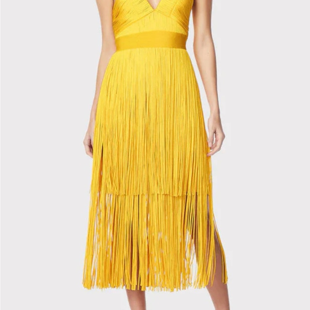Herve Leger Vibrant Yellow Midi Dress